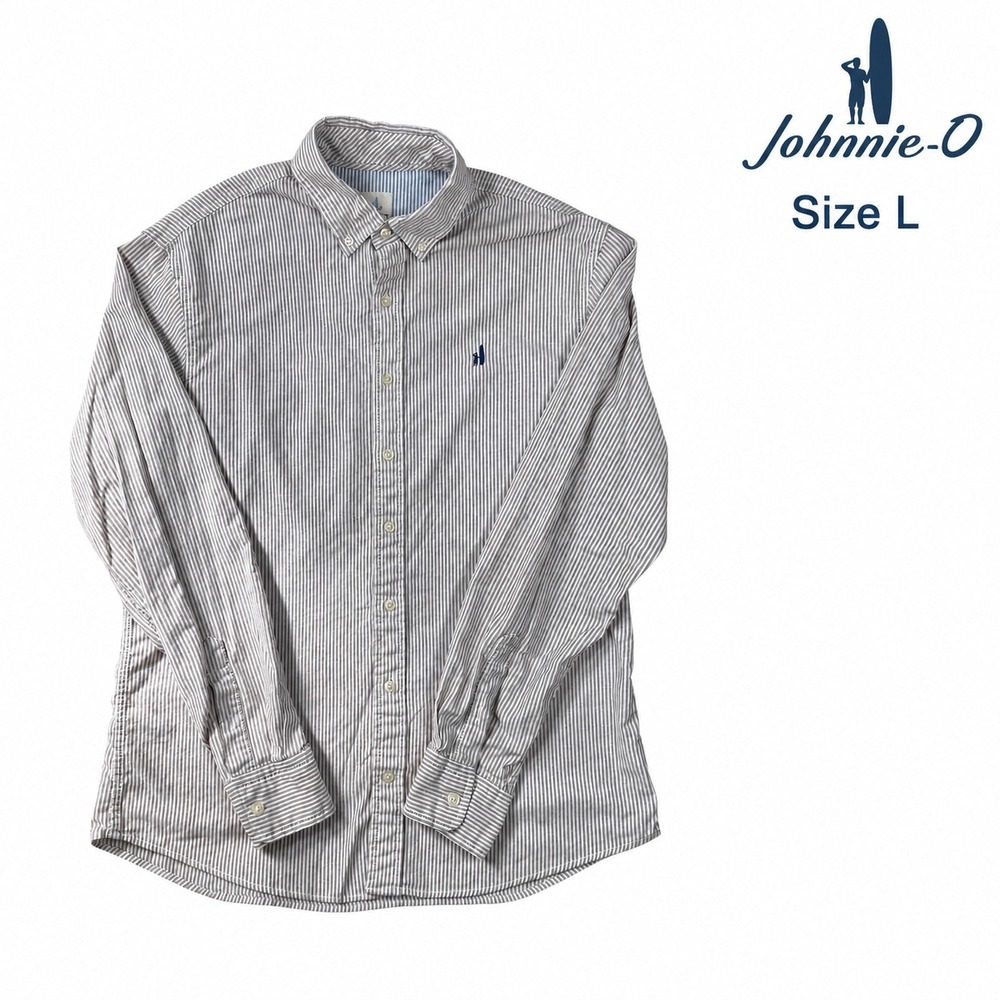 Johnnie-O Barnes Hangin Out Shirt Mens L Lobster Stripe Stretch Button Down